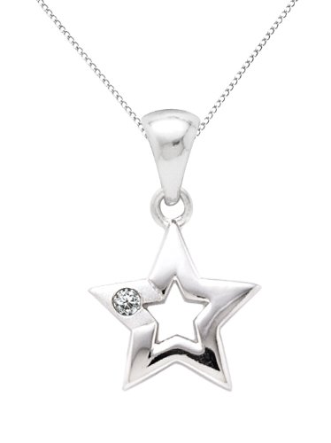 Sterling Silver Diamond Star Pendant