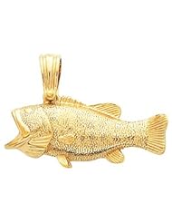 14K Yellow Gold 17.00X36.00 mm Bass Pendant