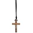 Wooden Crucifix necklace - small and thick (7cm or 2.76") - (pendant cord is 2 x 30cm in length)
