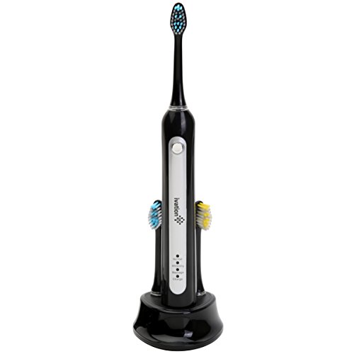 Ivation Electric Toothbrush with Sonic Wave Rechargeable Oral Hygiene Ultra Plus Includes Induction Charging Base and 2 Brush Heads - Black