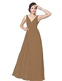 Ever Pretty Exquisite Diamante Chiffon V-neck Long Bridesmaid Dress 09016, HE09016BR18, Brown, 16US