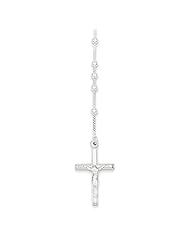 Sterling Silver 18in Polished Rosary Necklace. Metal Wt- 11.39g