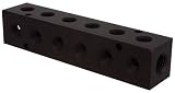 1/4 NPT Ports, 3/8 NPT Inlet, 6 Port, 1.25 W x 5.88 Lg., Aluminum Double Sided Ports - 90 Degree Manifolds, Black (1 Each)