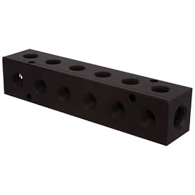 MM-710 Aluminum Double-Sided Ports Manifold 1/4 NPT Ports, 3/8 NPT Inlet