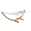 12709 XXl 45KG Holz H�ngematte Beige mit Gestell 415x150 cm, 220 kg belastbar, incl. Befestigungsmaterial, Karabiner usw.