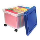 Rolling File Tote, 10 1/2x16 1/4x11, Clear w/ Blue Lid Category: Filing Boxes 31%2BiTuJ0tfL. SL160 Rolling File Tote, 10 1/2x16 1/4x11, Clear w/ Blue Lid Category: Filing Boxes