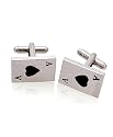 Heart Aces Poker Mens Silver Cufflinks