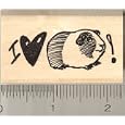  I Love Guinea Pigs Rubber Stamp - Wood Mounted by Rubberhedgehog.Com