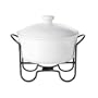 1.5 QUART ROUND COVERED CASSEROLE WITH TEA LIGHT WARMER ON WIRE RACK