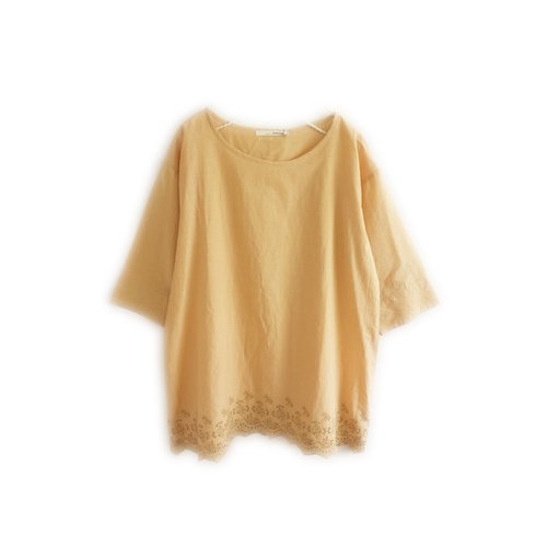 peniphass[ぺニファス] 裾 スカラ刺繍 7分袖 チュニック