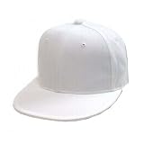 Plain Fitted Flat Bill Hat - White