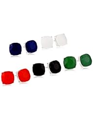 Silver-Tone Multi-Color Acrylic Jewelry Set with Five Pairs of Earrings