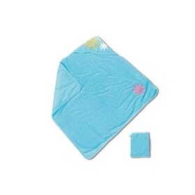 Baby Boum Hooded Bath Towel and Wash Mitt with Appliqued Petal Design (Azur, Pretty Petal Collection)