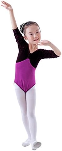 LIANTANG Girls Long Sleeve Ballet Dance Gymnastics Leotard Size XL - Purple