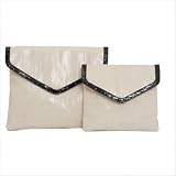 Safari Waxed Linen with Moc Croc Detail Envelope in Black (Set of 2)