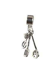 Cook Cooking Utensils Chef Sterling Silver Charm Bead Compatible with All Brands of European Charm Bracelets