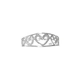 Sterling Silver Filigree Hearts Open Toe Ring