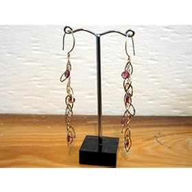 Gold Pink Garnet and Petals Earrings