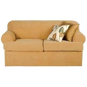 Sofa Slipcover T-Cushion- Cobblestone Chenille- Tan