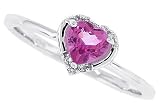 0.58Ct Heart Shaped Pink Topaz and Diamond Ring in 10Kt White Gold