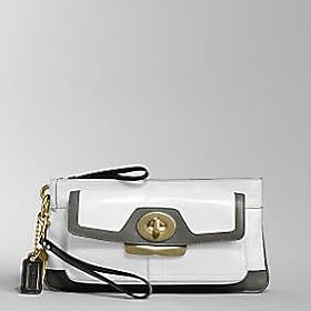 AUTHENTIC COACH PENELOPE WHITE/GRAY LEATHER SPECTATOR CLUTCH 13149