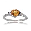 Genuine Citrine & Diamond Heart Ring in 14K White Gold