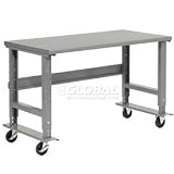 48 X 30 Mobile Steel Square Edge Work Bench- Adjustable Height - 1-1/4" Top