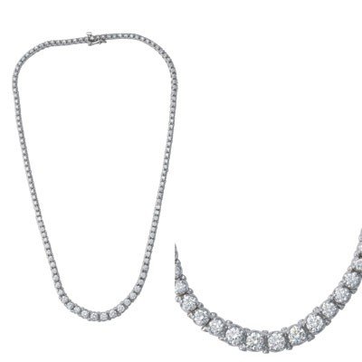 14k White Gold Diamond Necklace - JewelryWeb