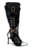 3 3/4 Inch High Calf Boot, With Two Big Buckles And Fabric Design. Detail Lace Up On The Side.Great For Your Costume.