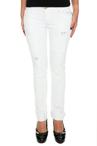 Hot Kiss White Patch Cuff Ankle Skinny Jeans product image