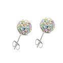 Utopia studs-unisex-made with over 70 Swarovski aurore crystals -Argent 925/1000-silver posts and butterfly- 8mm size