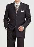 Kilburne & Finch Navy Blue with Tan and Olive Stripe Three Button Suit with Pleated Pant