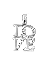Sterling Silver Cz Love Pendant