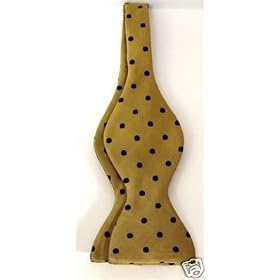 100% Woven Silk Gold w/ Black Polka Dot Bow Tie