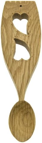 Welsh Love Spoon - Double Unique Hearts - Handcrafted in Walnut - Comes in Complimentary Black Presentation Box.