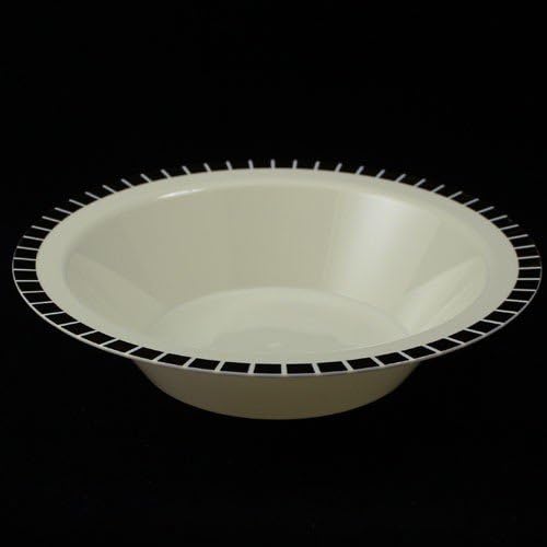 REFELCTIVE SLIT PLASTIC PLATES (40) SET PREMIUM HEAVYWEIGHT PLASTIC Wedding Like China (14oz Bowls Gold/Cream)