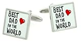 Rhodium plated Best Dad in the World cufflinks with presentation box