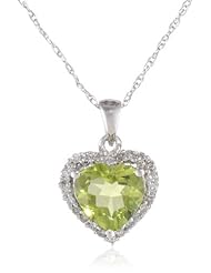 10k Gold Birthstone and Diamond Heart Pendant