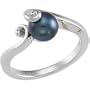 07.00 Mm 14K White Gold Black Cultured Pearl Ring