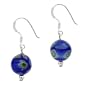 Sterling Silver .925 Murano Glass 10mm Royal Blue Bead Beaded Millefiori Dangle Earrings
