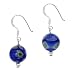 Sterling Silver .925 Murano Glass 10mm Royal Blue Bead Beaded Millefiori Dangle Earrings