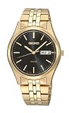 Seiko Gold-Tone Stainless Steel Black Dial Men's Watch #SNE044