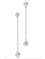 0.80 ct Ladys Round Cut Diamond Dangle Earrings In 14 karat White Gold