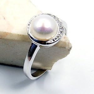 Bridal Bliss' Sterling Silver Pearl Ring, Size 4.5