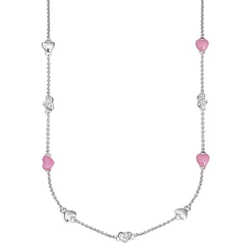 Esprit Kinder-Kette cute pink hearts 925 Sterling Silber 9 Zirkonia farblos S.ESNL92123A34 Preisvergleich