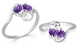 Heart Cut Amethyst Ring Sterling Silver