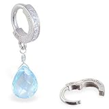 Blue Topaz on TummyToys CZ Pave Belly Button Ring Simply the Best Body Jewelry