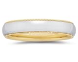 5 mm Two Toned Yellow Milgrain Edge Comfort-Fit Women's Wedding Band in 18k Two-Tone Gold
