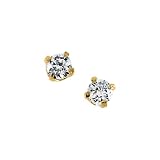 14K Yellow Gold 3 MM Cubic Zirconia Children's Earring Studs