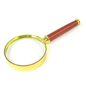 Rosallini 20X Gold Tone Metal Frame Rosewood Handle Grip Magnifying Lens Glass 50mm Dia